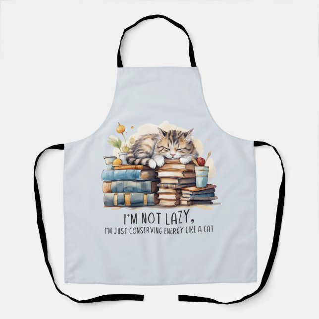 I'm Not Lazy Cute Cat Apron (Front)