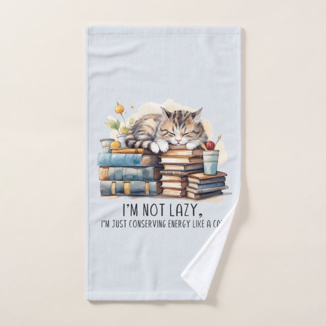 I'm Not Lazy Cute Cat Bath Towel Set (Hand Towel)