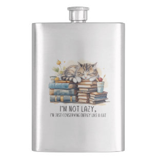 I'm Not Lazy Cute Cat Flask