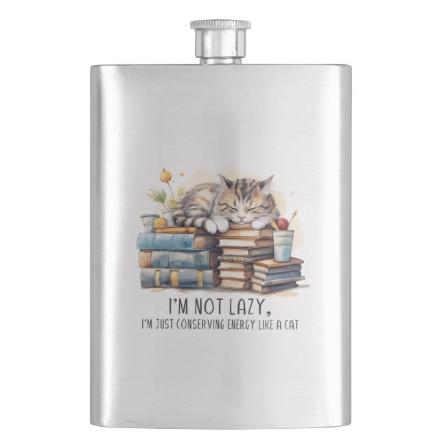I'm Not Lazy Cute Cat Flask (Front)