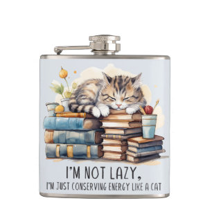 I'm Not Lazy Cute Cat Flask