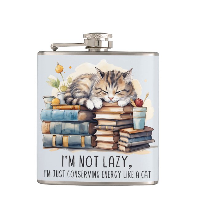 I'm Not Lazy Cute Cat Flask (Front)