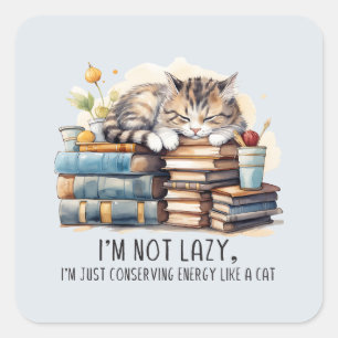 I'm Not Lazy Cute Cat Square Sticker