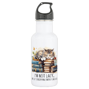 I'm Not Lazy Cute Cat Stainless Steel Water Bottle