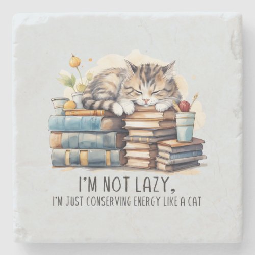 Im Not Lazy Cute Cat Stone Coaster