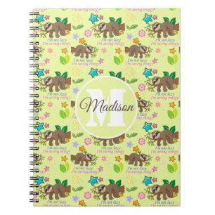 I'm Not Lazy   Funny Sloth Quote Pattern Name Notebook