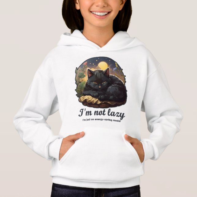 I'm not lazy I'm just on energy-saving mode! - Cat Hoodie (Front)