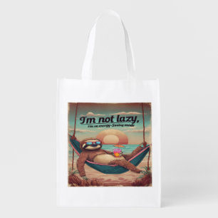 I'm Not Lazy, I'm On Energy Saving Mode Graphic Grocery Bag
