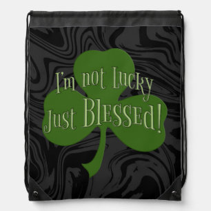 I'm not Lucky Just Blessed Shamrock Design Playing Drawstring Bag