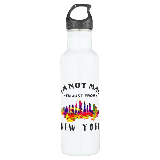 I'm not mad I'm just from New York Stainless Steel Water Bottle (Front)