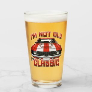 I'm Not Old I'm Classic - Retro Red Muscle Car Glass