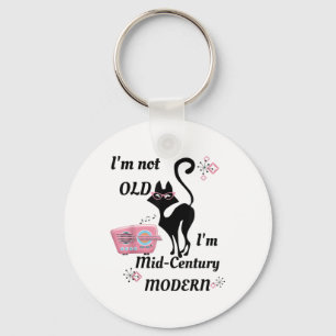 Im Not Old Im Mid-century Modern Retro Cat & R Keychain