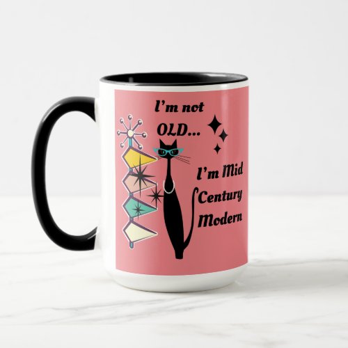 Im Not Old Im Mid Century Modern Retro Cat MCM Mug