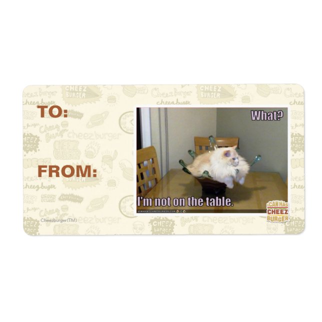 I'm not on the table label (Front)