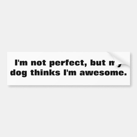 I'm Not Perfect, But My Dog Thinks I'm Awesome. Bumper Sticker