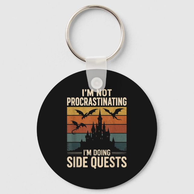 I'm Not Procrastinating I'm Doing Side Quests Retr Keychain (Front)