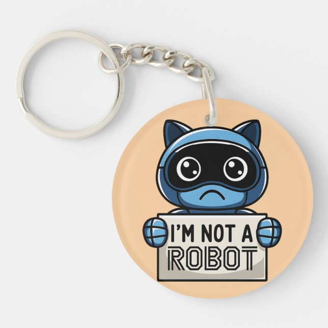 I'm not robot cat keychain (Front)