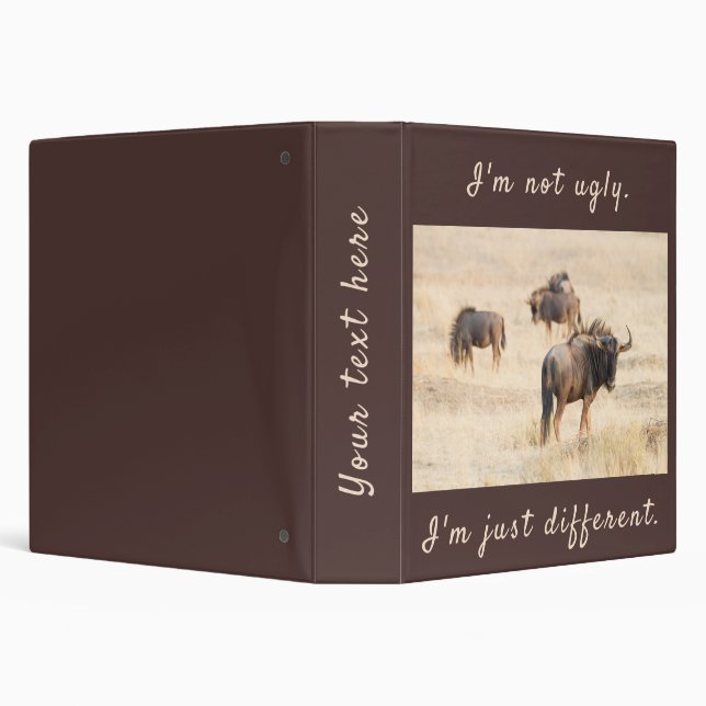 I'm not ugly wildebeest photo with text 3 ring binder (Background)