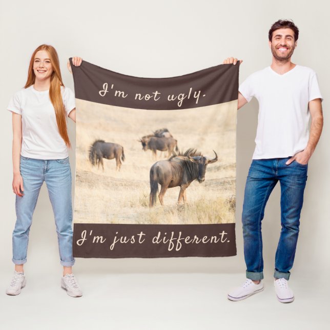 I'm not ugly wildebeest photo with text fleece blanket (In Situ)