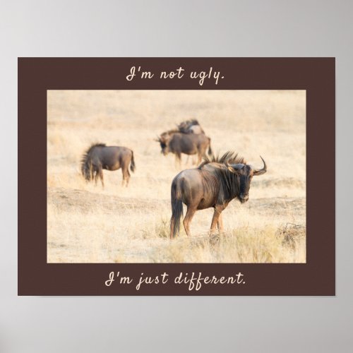 Im not ugly wildebeest photo with text poster