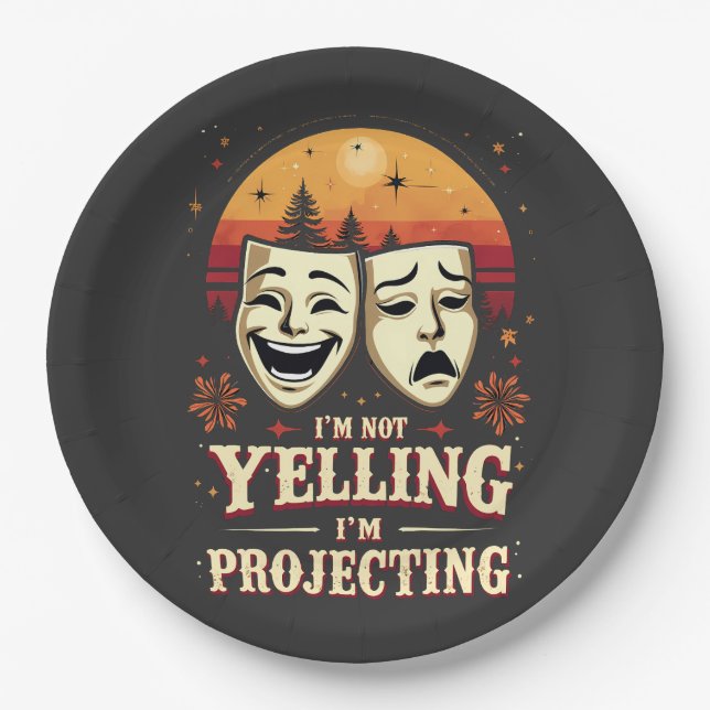 I'm Not Yelling I'm Projecting Retro Theater  Paper Plates (Front)