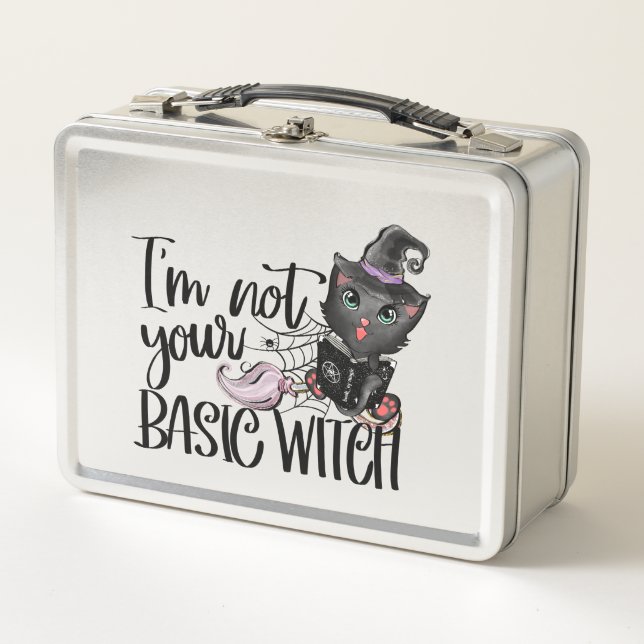 I'm Not Your Basic Witch – Black Cat Metal Lunch Box (Front)