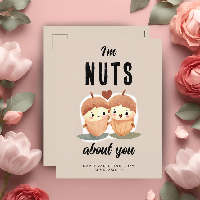 I'm Nuts about you Funny Cute Valentine's Day  Holiday Postcard (Creator Uploaded)
