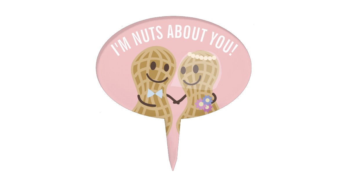 I M Nuts About You Funny Happy Wedding Anniversary Cake Topper