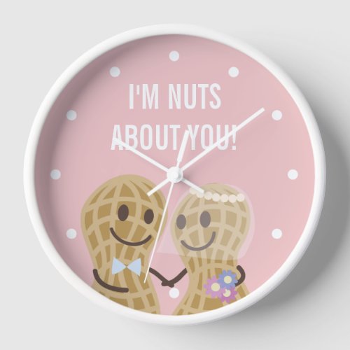 Im Nuts About You Funny Happy Wedding Anniversary Clock