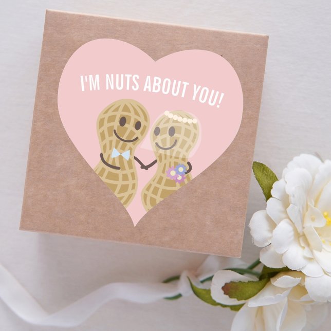 I'm Nuts About You Funny Love Quotes Heart Sticker (Creator Uploaded)