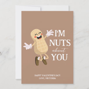 i'm nuts about you Valentine's peanuts humor Holiday Card