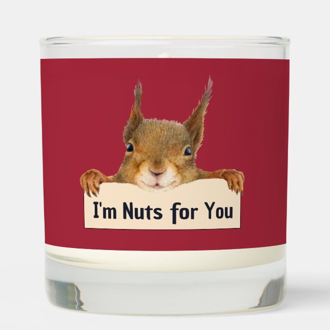 I'm Nuts for You Editable Text Squirrel Face  Scented Candle (Front)