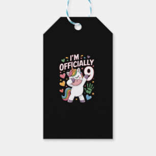 I'm Officially 9 Unicorn Dabbing 9th Birthday Girl Gift Tags