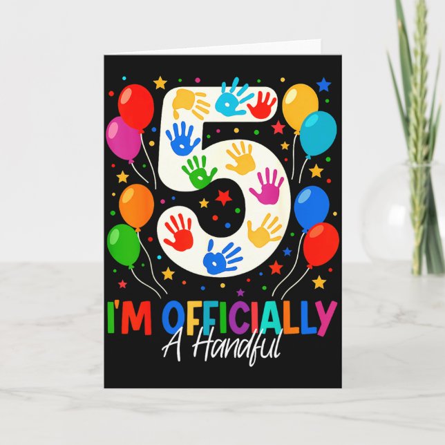 Im Officially A Handful Five 5th Birthday Girls Bo Card (Front)