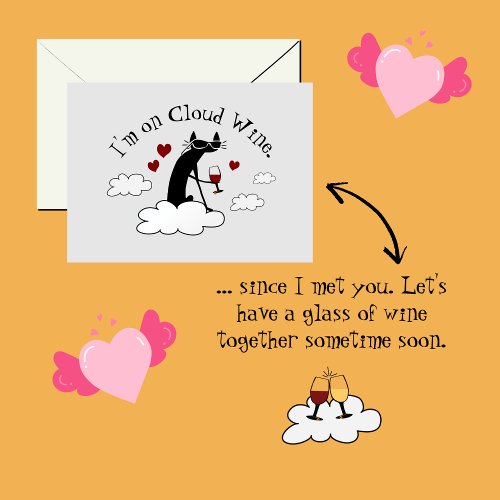 Im On Cloud Wine Funny Love Wine Quote Note Card