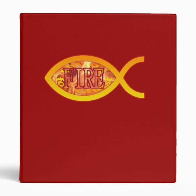 I'm on FIRE for Christ - Christian Fish Symbol Binder (Front)