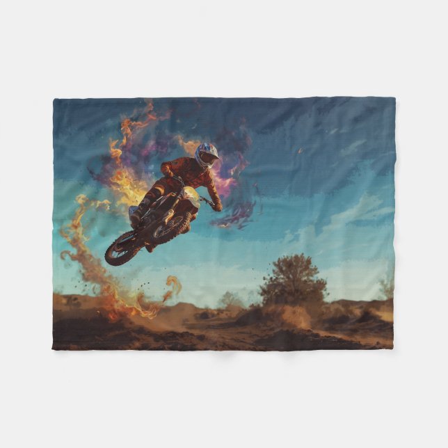 I'm On Fire - Motocross Rider Fleece Blanket (Front (Horizontal))