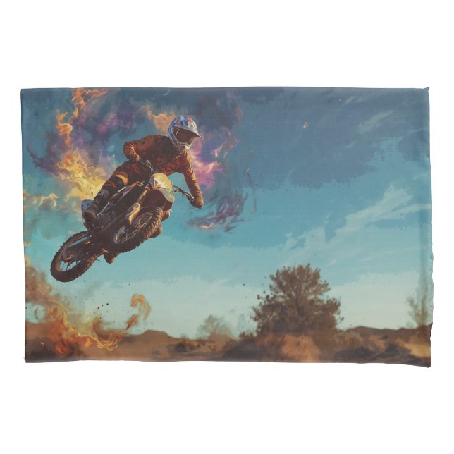 I'm On Fire - Motocross Rider Pillow Case (Front)