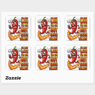 I'm On Hot Sauce Time Funny Sticker Spicy Chili