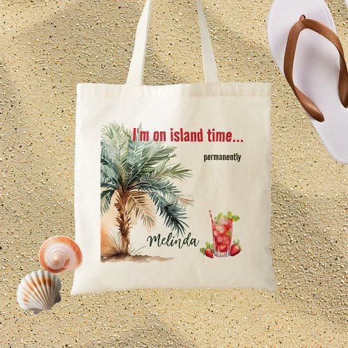 Im on Island Time Personalized Beach Tote Bag