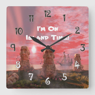 I'm On Island Time Sunset Square Wall Clock