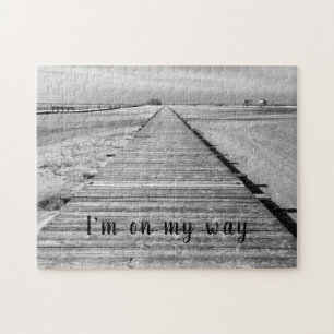 I'm on my way to the beach black and white photo jigsaw puzzle
