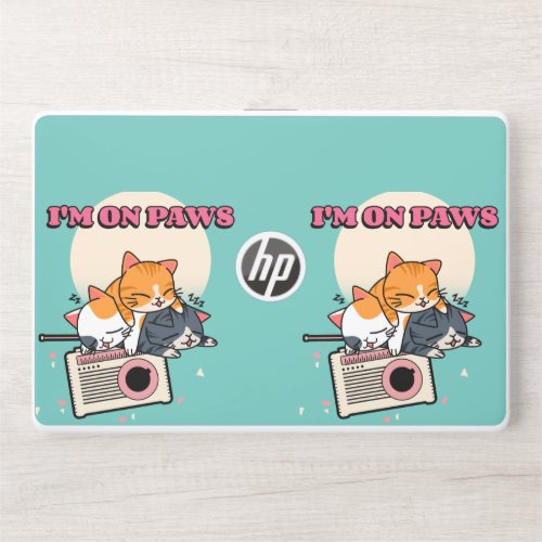Im on Paws_Funny Retro Sleeping Cats on Radio HP HP Laptop Skin