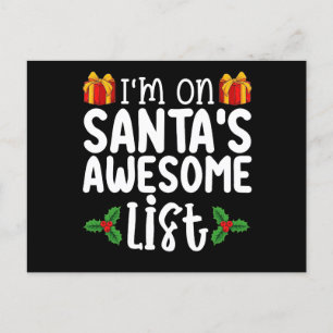 I'm On Santa's Awesome List Nice Naughty Christmas Postcard