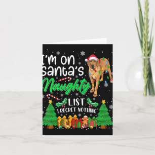 Im On Santas Naughty Cute Dane Dog Xmas T Shirt Card
