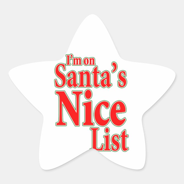 I'm on Santa's Nice List Star Sticker (Front)