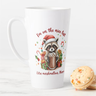 "I'm On The Nice List" Raccoon Christmas Latte Mug