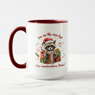 "I'm On The Nice List" Raccoon Christmas Mug