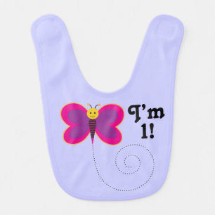 I'm One 1st Birthday Butterfly Baby Bib