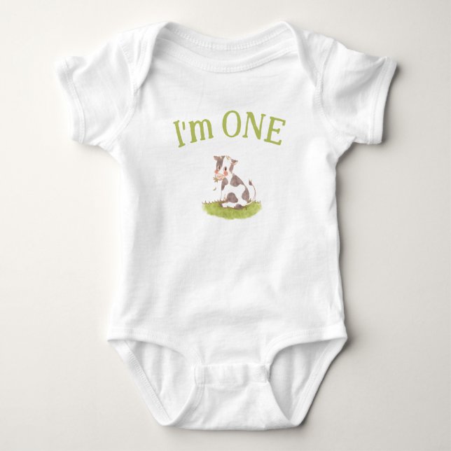 I'm one baby cow bodysuit birthday (Front)